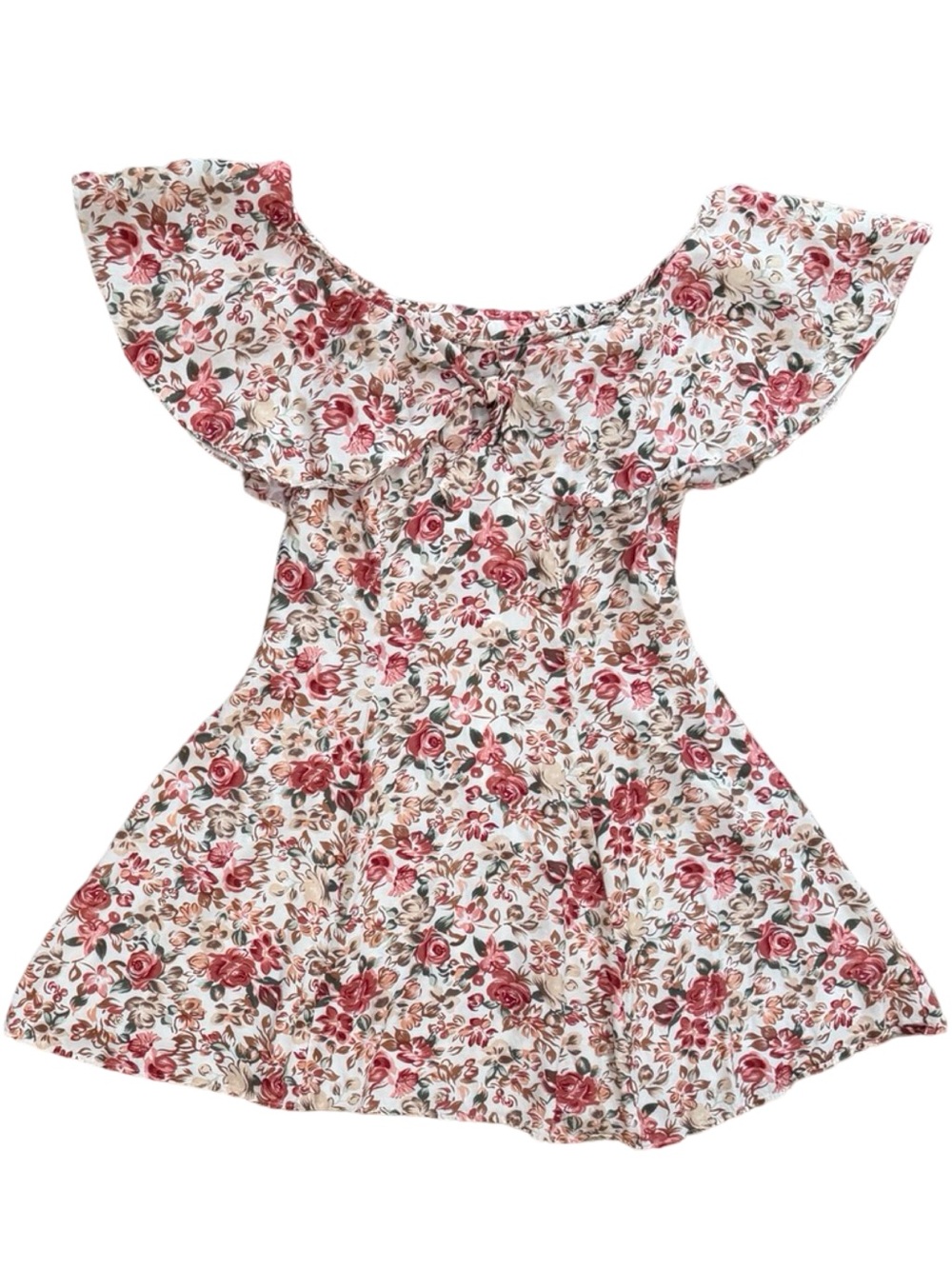 90s Rampage Romantic Rose Print Ruffle Mini Dress - Picture 2 of 7